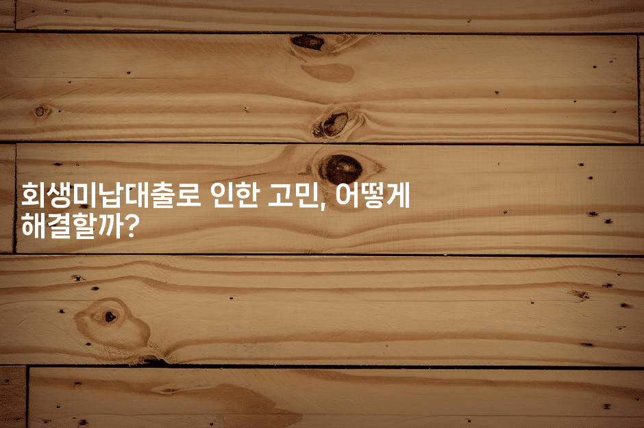 회생미납대출로 인한 고민, 어떻게 해결할까?-시네린